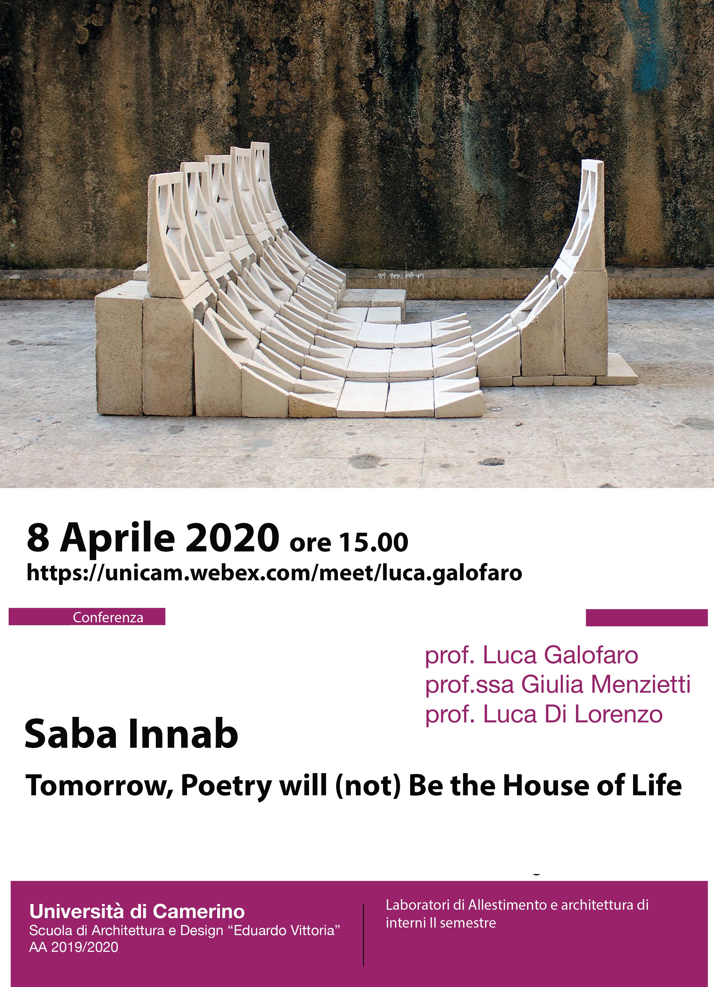 Saba Innab, Tomorrow, Poetry will (not) Be the House of Life